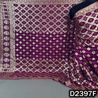 Bandhani Print Zari Work Dola Silk Dupatta - D2397