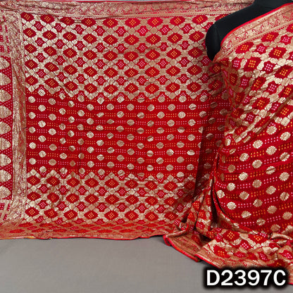Bandhani Print Zari Work Dola Silk Dupatta - D2397