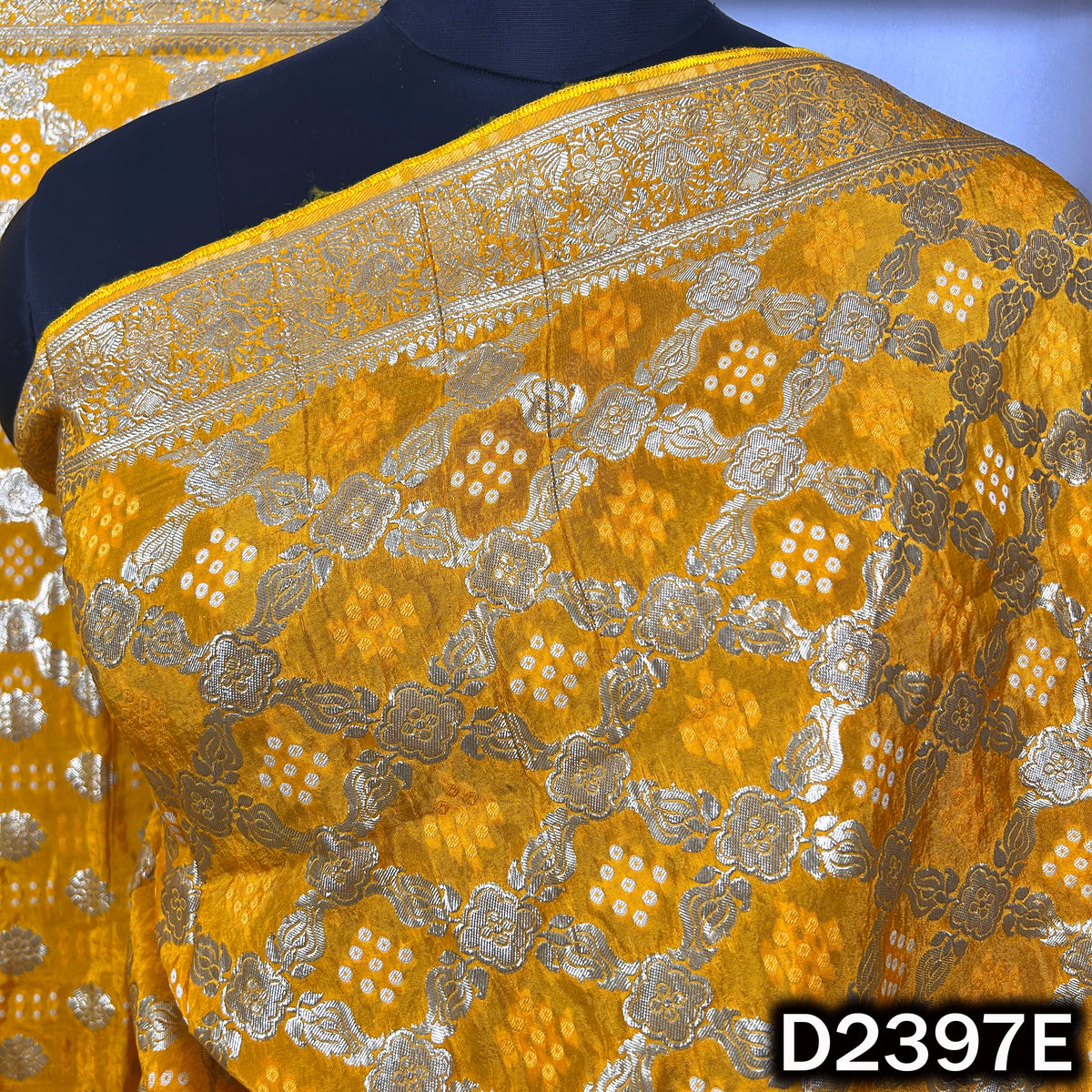 Bandhani Print Zari Work Dola Silk Dupatta - D2397