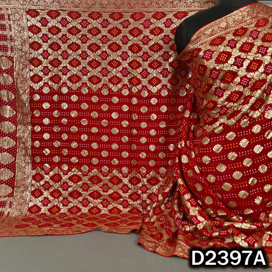 Bandhani Print Zari Work Dola Silk Dupatta - D2397