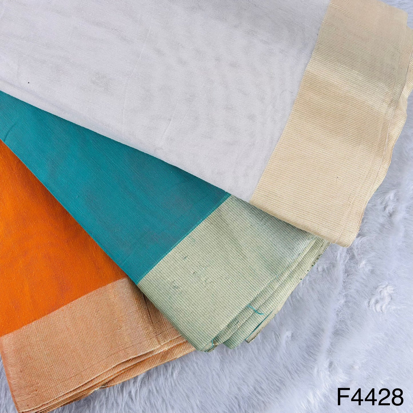 Zari Border Work Linen Kota Fabric-F4428