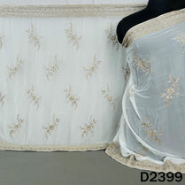 Dyeable Zari Sequins Embroidered Georgette Dupatta - D2399
