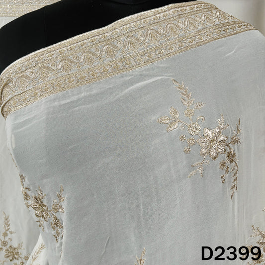 Dyeable Zari Sequins Embroidered Georgette Dupatta - D2399