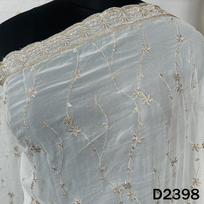 Dyeable Zari Sequins Embroidered Georgette Dupatta - D2398