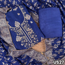 Royal Blue Dola Silk Unstitched Suit Set - US27