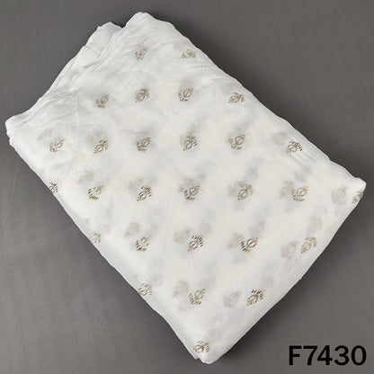 Dyeable Cut Dana Zari Sequins Work Georgette Fabric - F7430