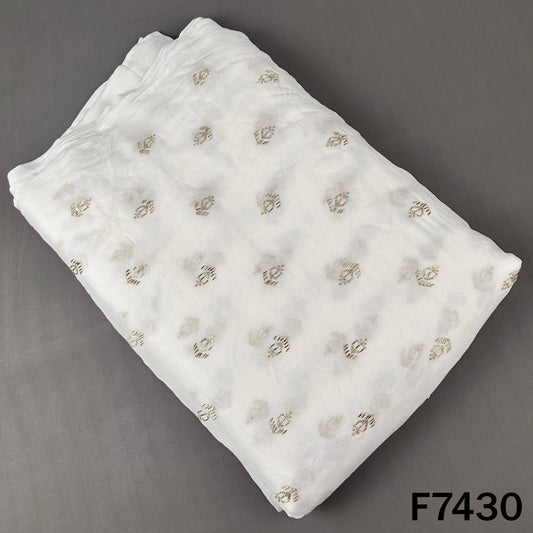 Dyeable Cut Dana Zari Sequins Work Georgette Fabric - F7430