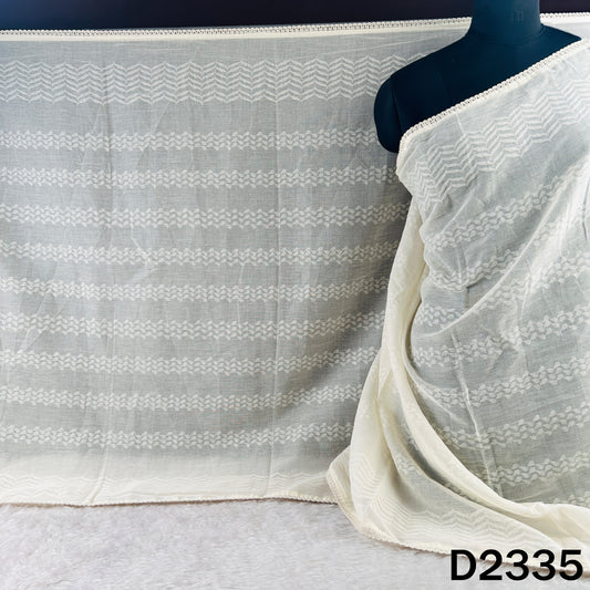 Dyeable Self Work Kora Cotton Dupatta - D2335