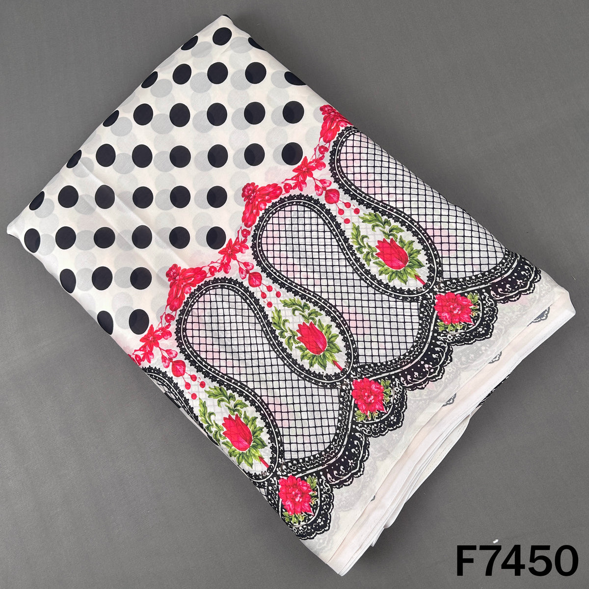 Printed Polka Dot Crepe Satin Fabric - F7450