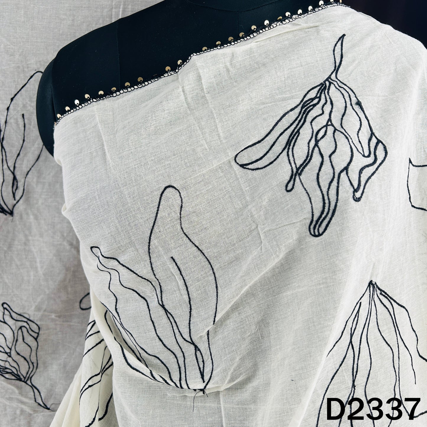 Dyeable Thread Sequins Work Kora Cotton Dupatta - D2337