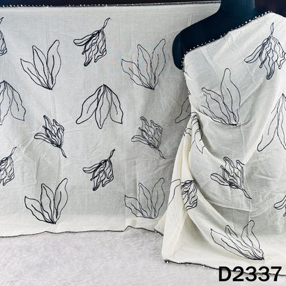 Dyeable Thread Sequins Work Kora Cotton Dupatta - D2337