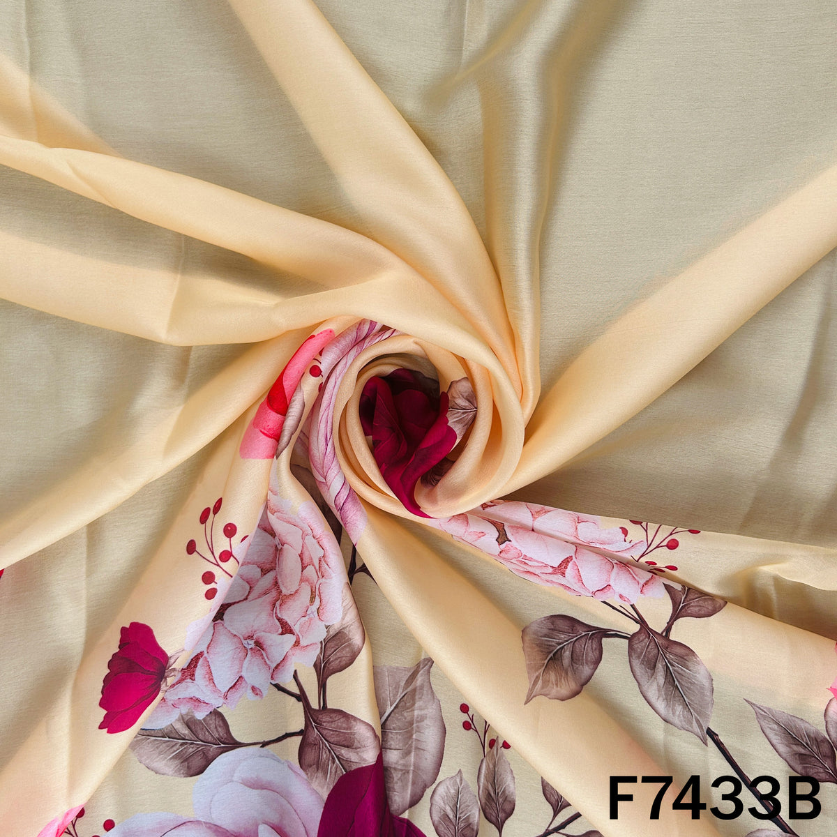 Digital Print Crepe Satin Fabric - F7433