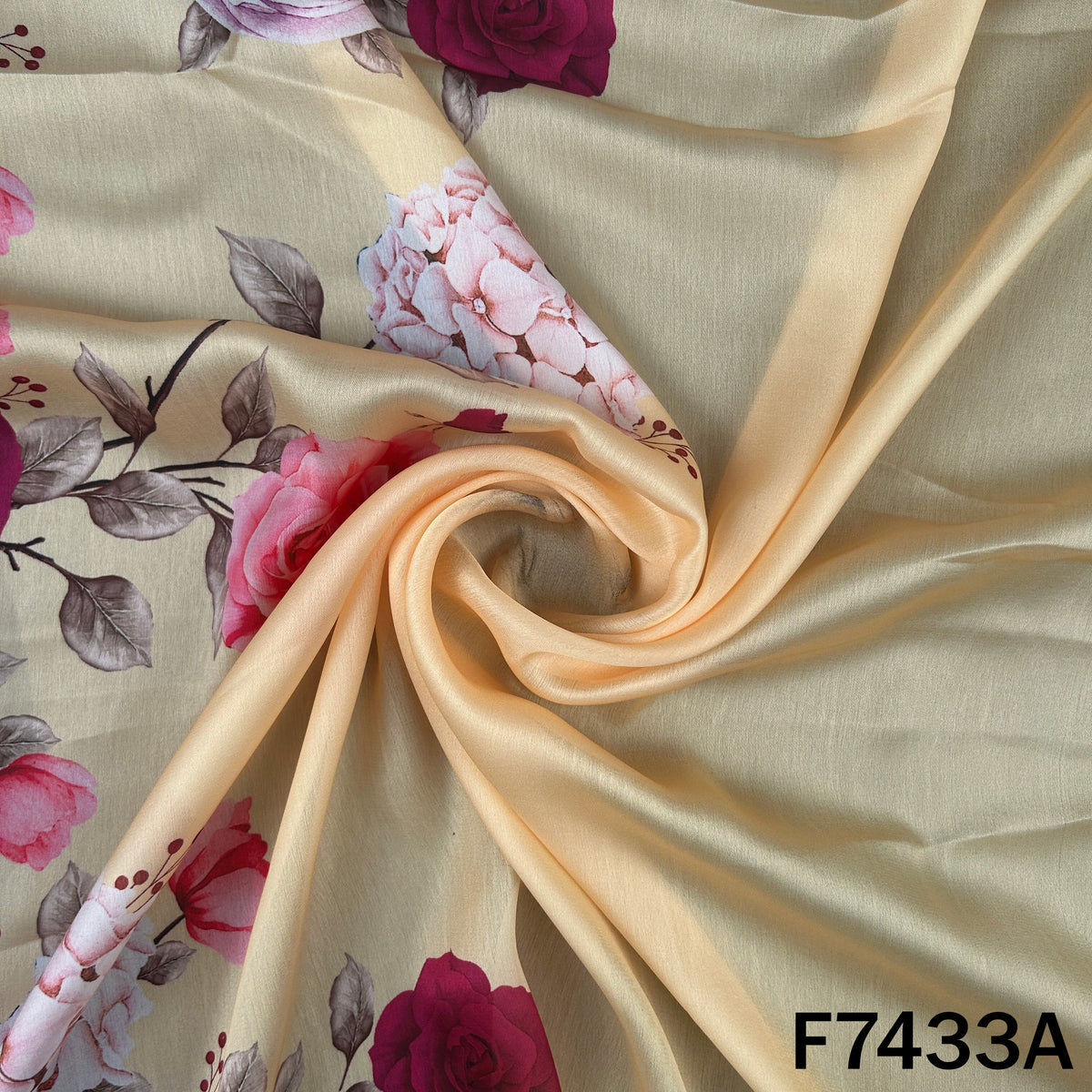 Digital Print Crepe Satin Fabric - F7433