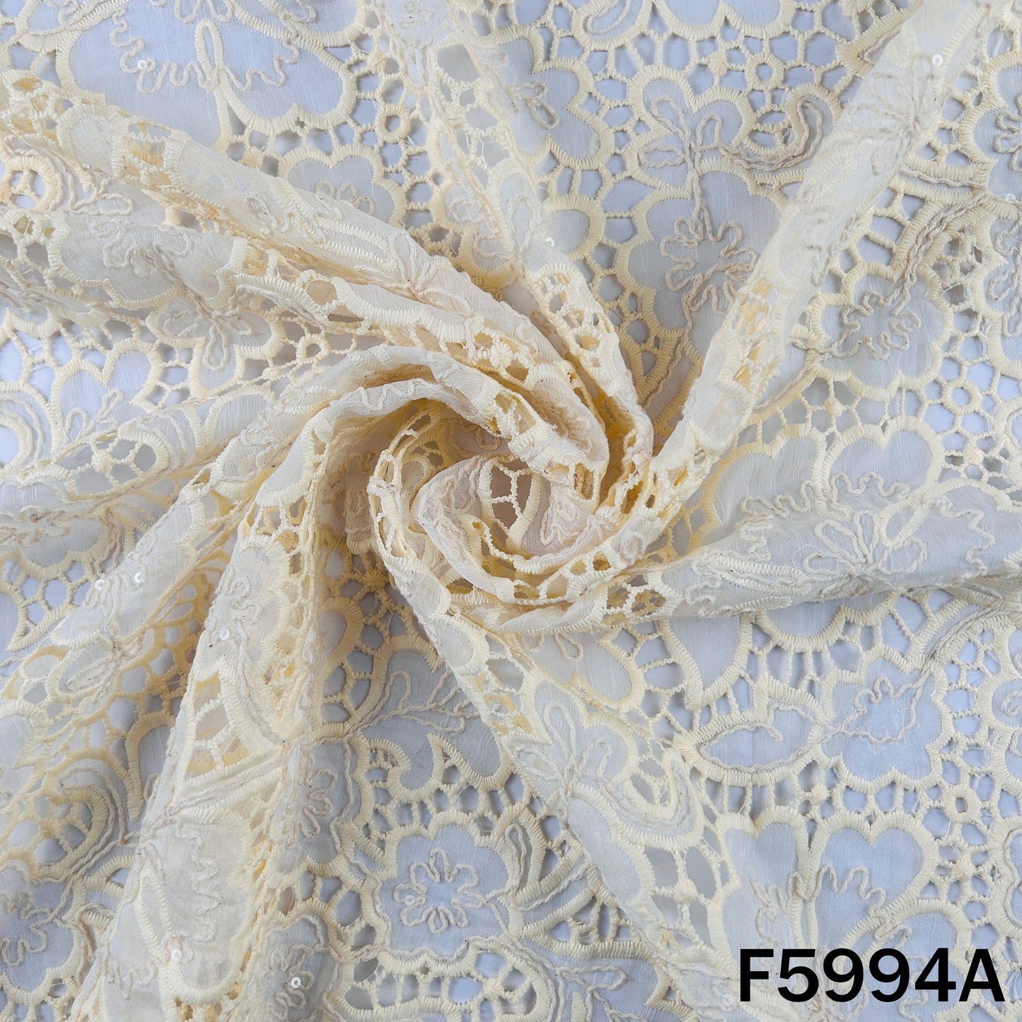 Imported Sequins Cut Work Organza Fabric - F5994
