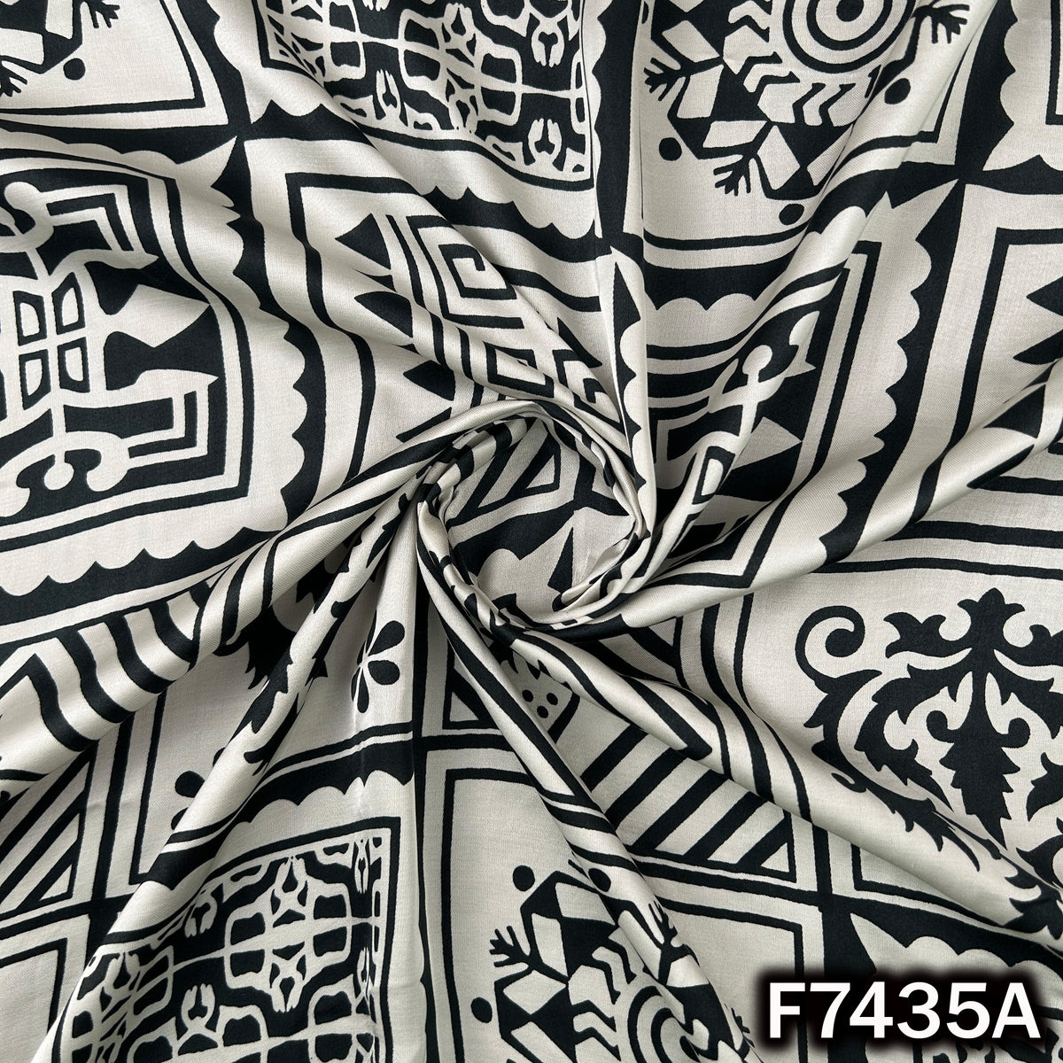 Digital Print Crepe Satin Fabric - F7435