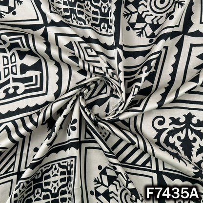 Digital Print Crepe Satin Fabric - F7435