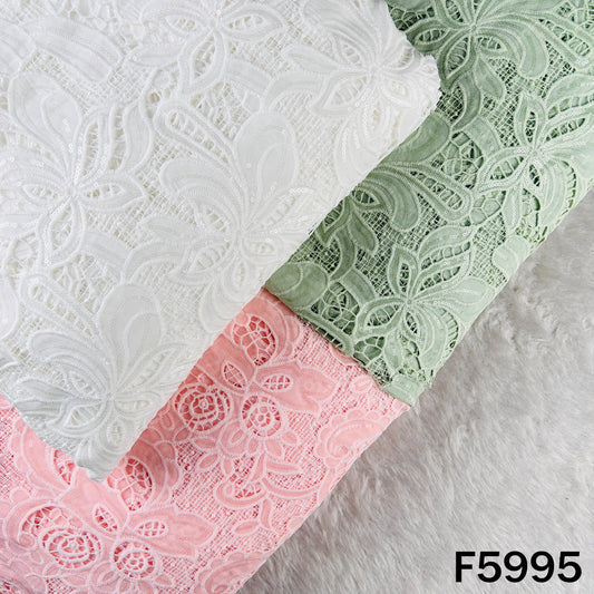 Imported Sequins Cut Work Crepe Fabric - F5995