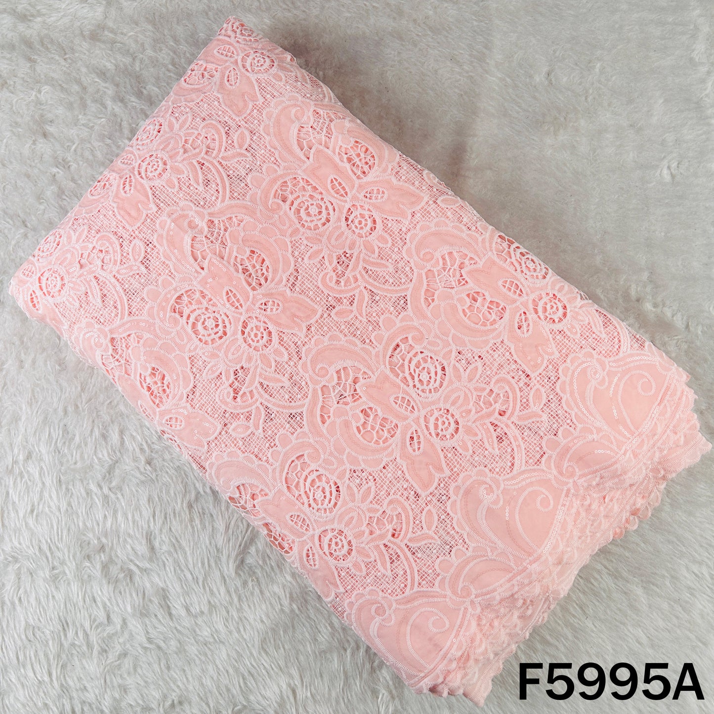 Imported Sequins Cut Work Crepe Fabric - F5995