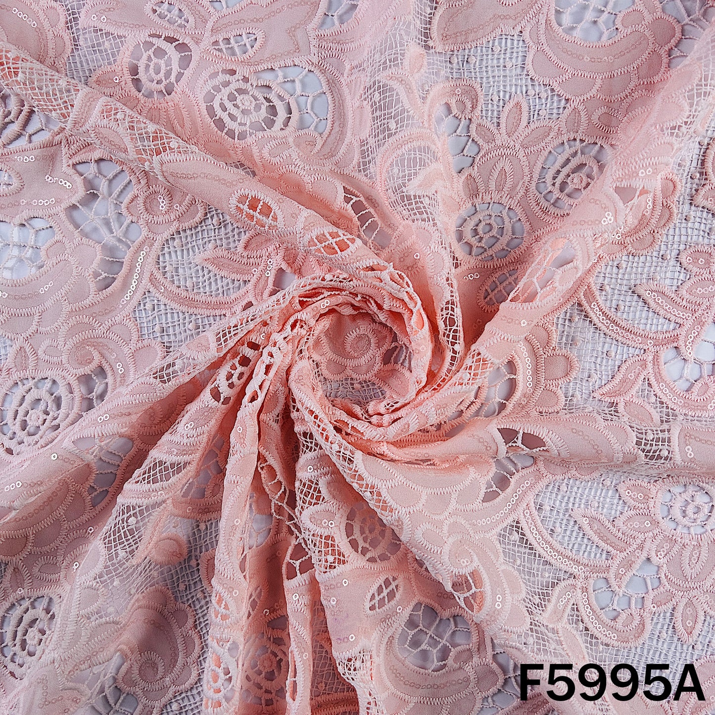 Imported Sequins Cut Work Crepe Fabric - F5995