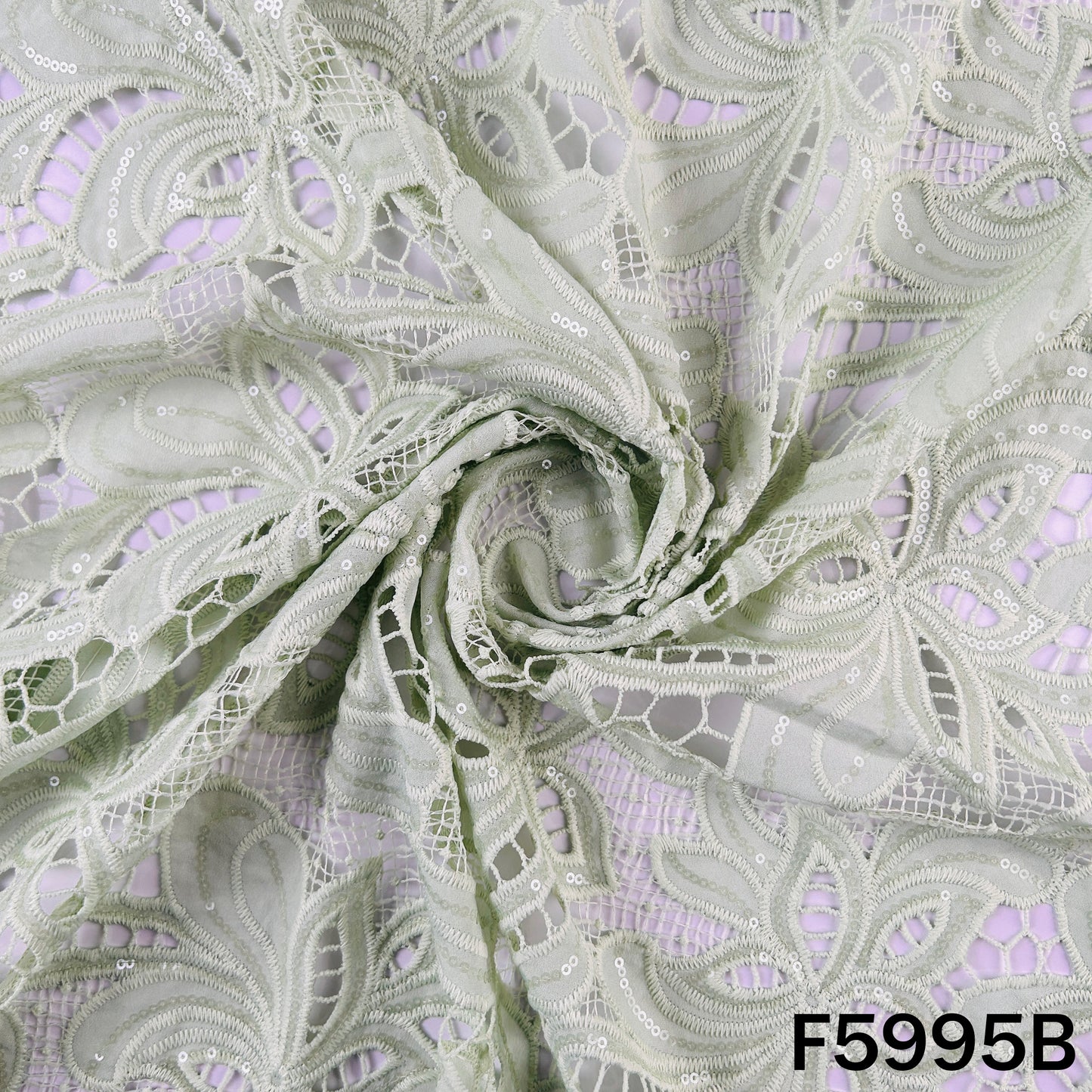 Imported Sequins Cut Work Crepe Fabric - F5995