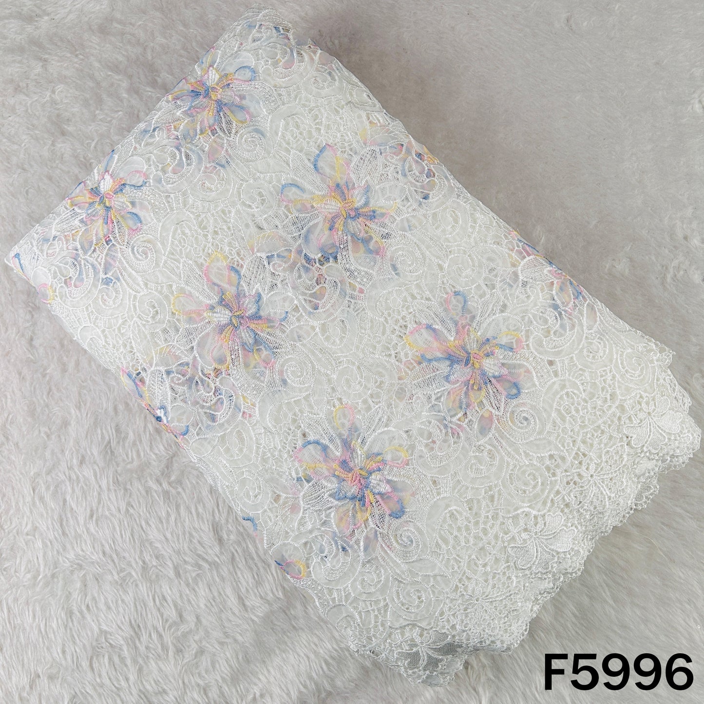 Imported Cut Work Organza Fabric - F5996