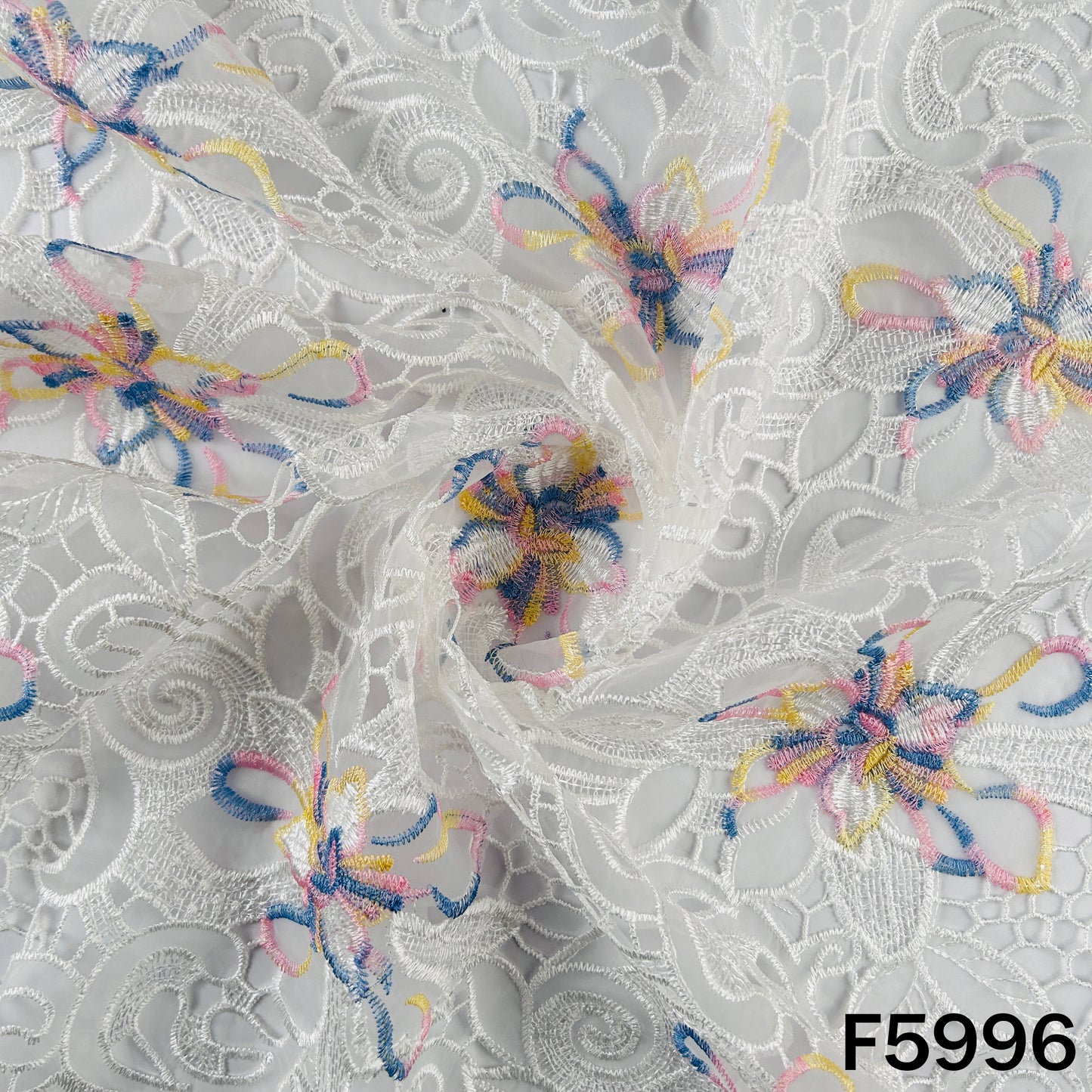 Imported Cut Work Organza Fabric - F5996
