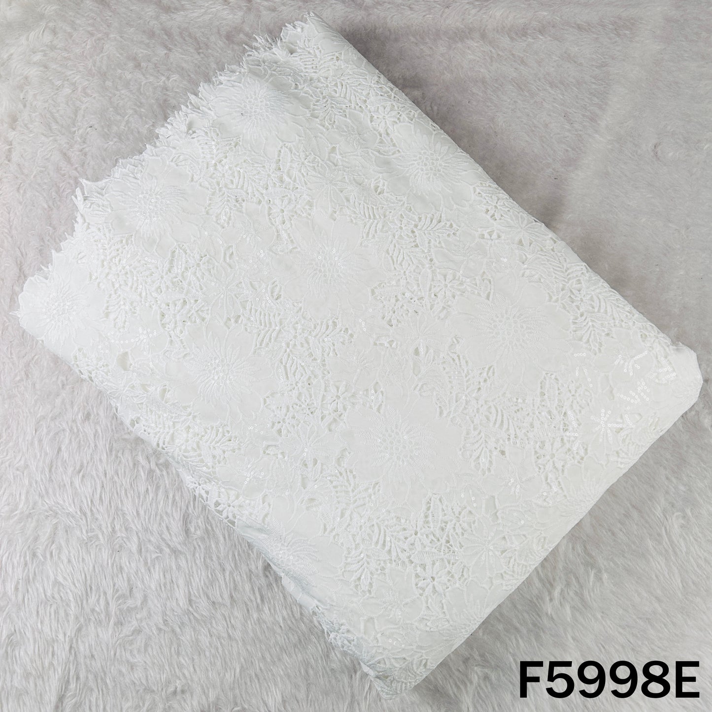 Imported Sequins Cut Work Crepe Fabric - F5998