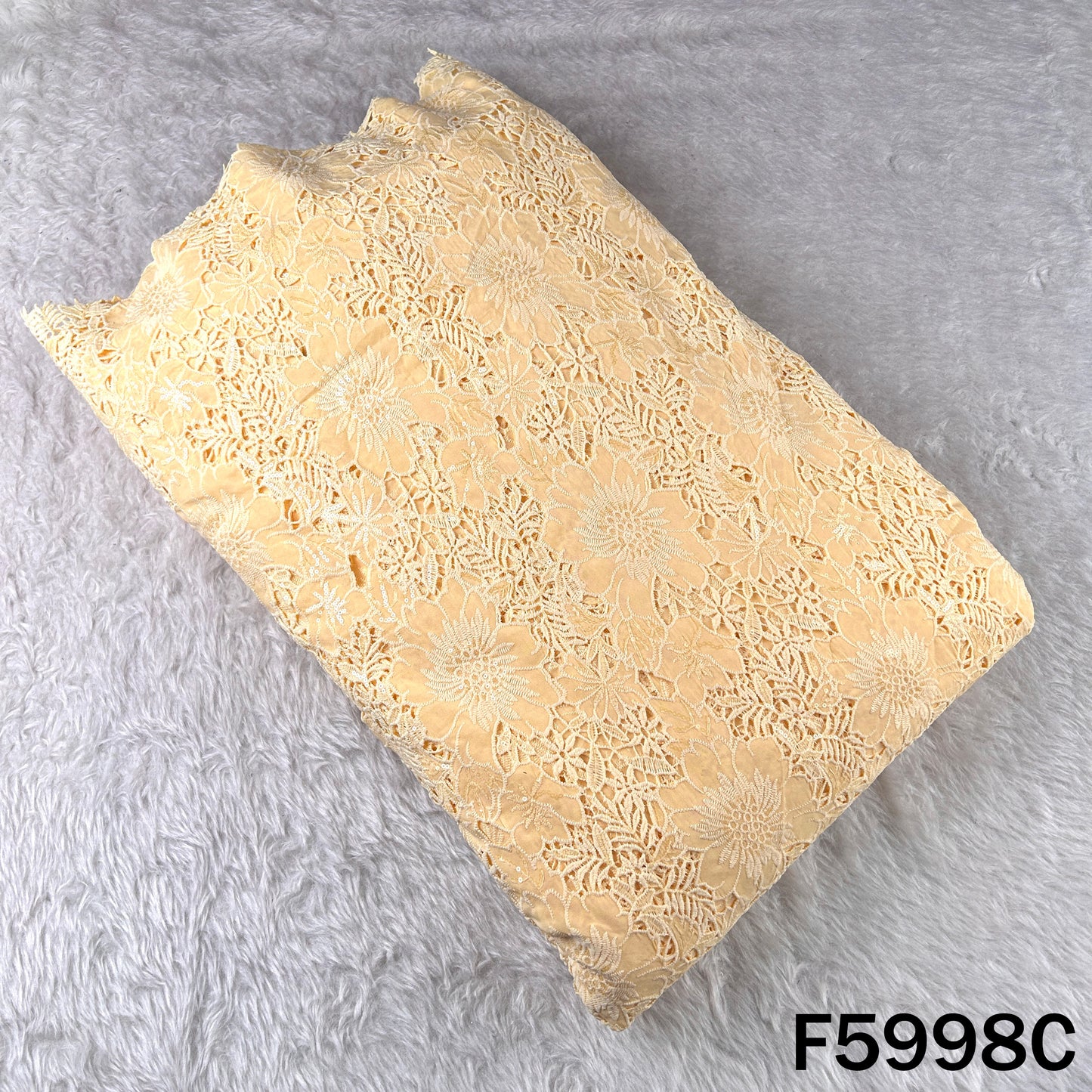 Imported Sequins Cut Work Crepe Fabric - F5998