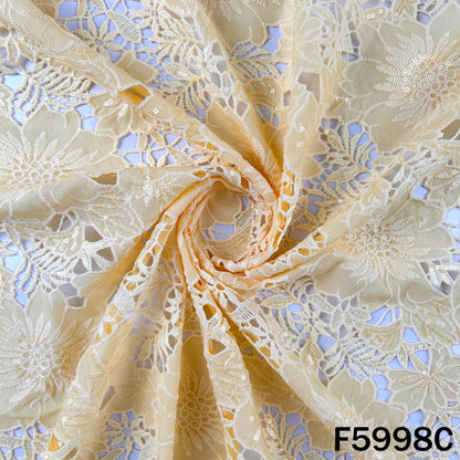 Imported Sequins Cut Work Crepe Fabric - F5998