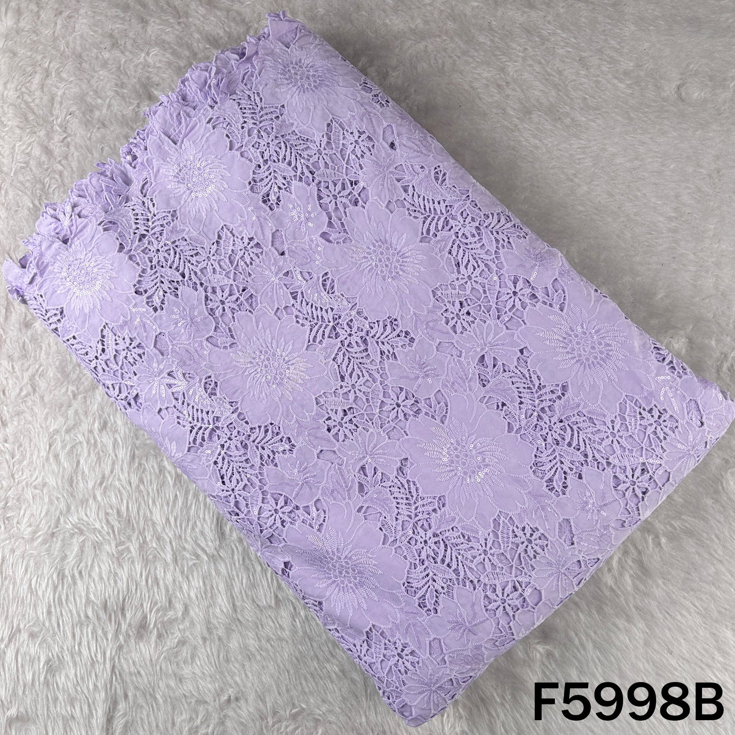 Imported Sequins Cut Work Crepe Fabric - F5998