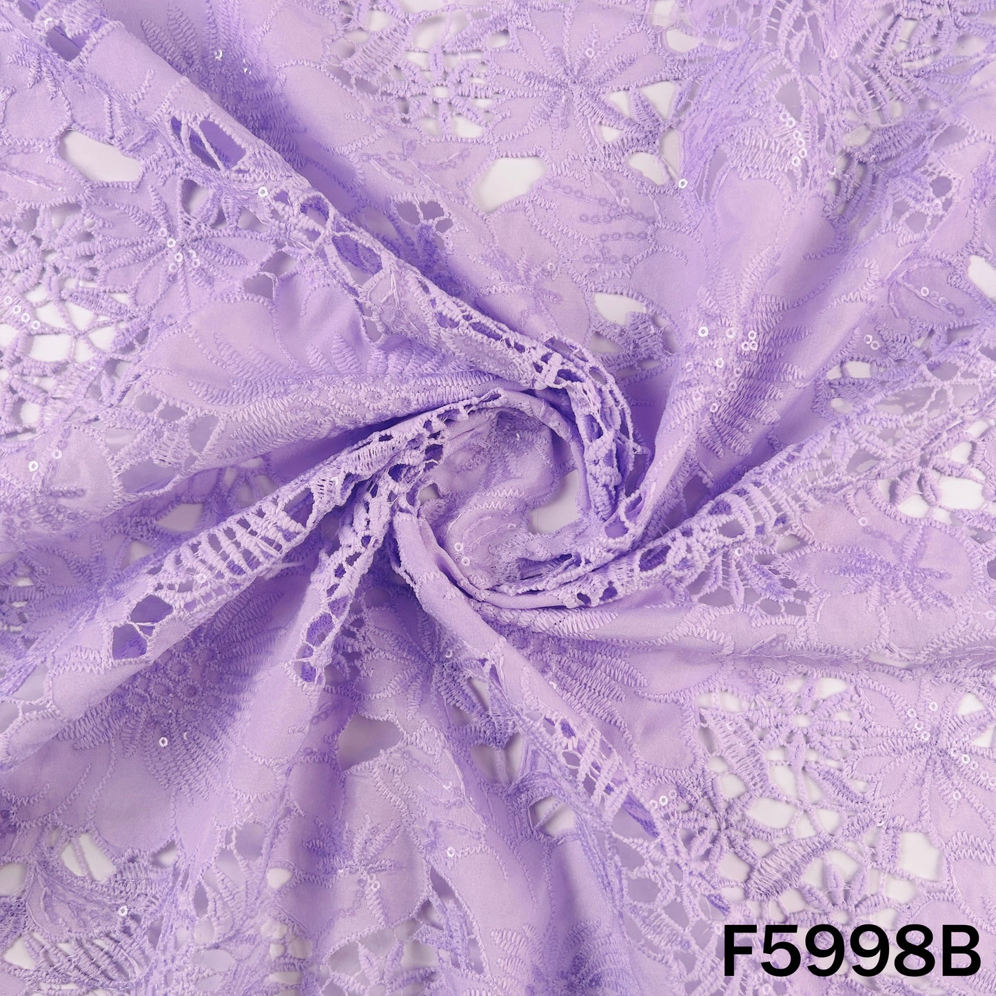 Imported Sequins Cut Work Crepe Fabric - F5998