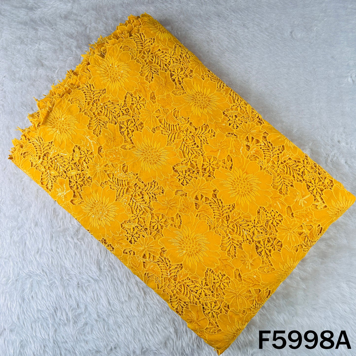 Imported Sequins Cut Work Crepe Fabric - F5998
