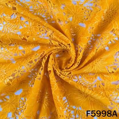 Imported Sequins Cut Work Crepe Fabric - F5998