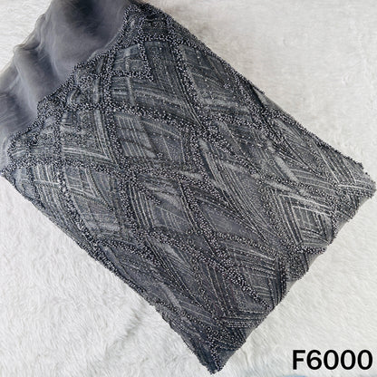 Cut Dana Sequins Pearl Embroidered Net Fabric - F6000