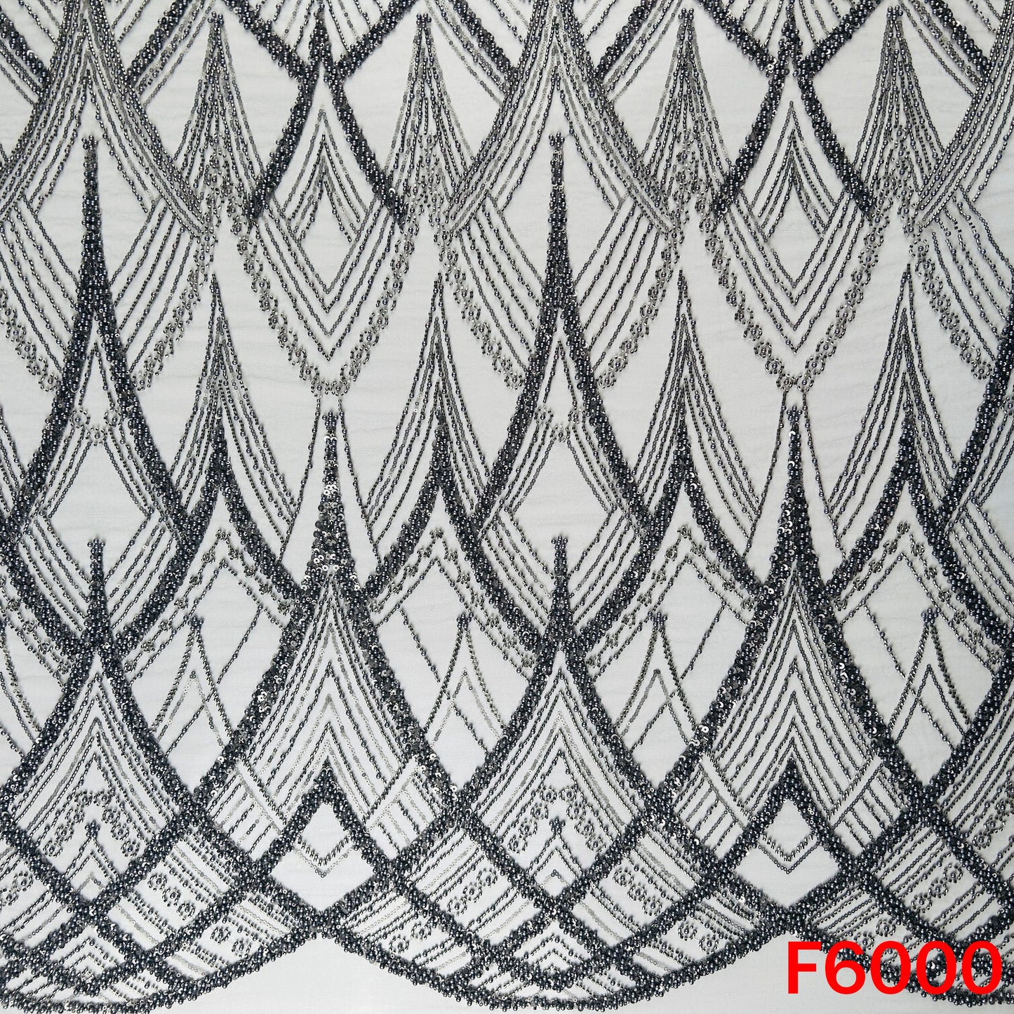 Cut Dana Sequins Pearl Embroidered Net Fabric - F6000
