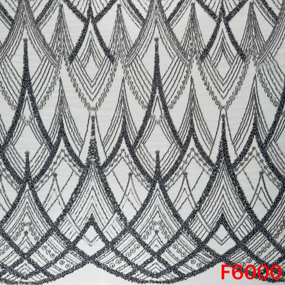 Cut Dana Sequins Pearl Embroidered Net Fabric - F6000
