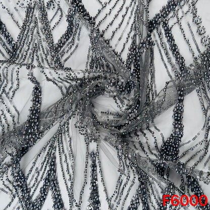 Cut Dana Sequins Pearl Embroidered Net Fabric - F6000
