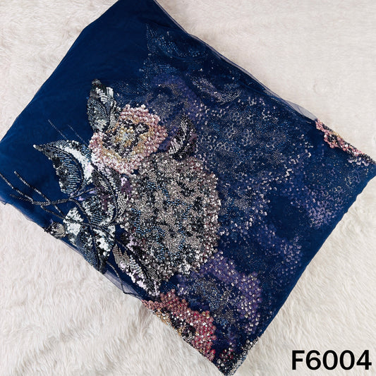 Cut Dana Sequins Pearl Embroidered Net Fabric - F6004