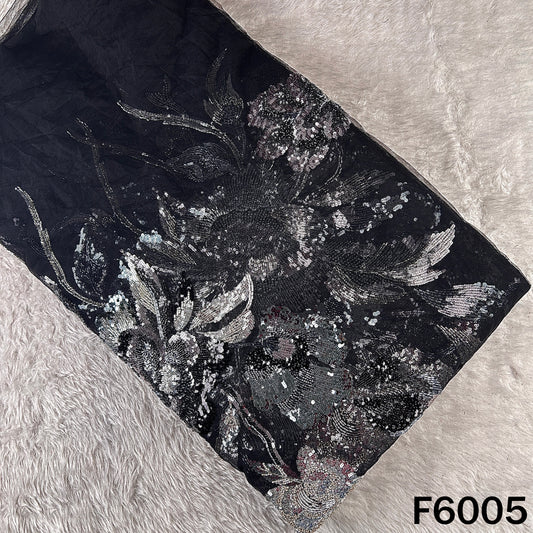 Cut Dana Sequins Pearl Embroidered Net Fabric - F6005