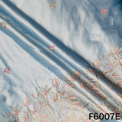 Thread Sequins Embroidered Satin Silk Fabric - F6007