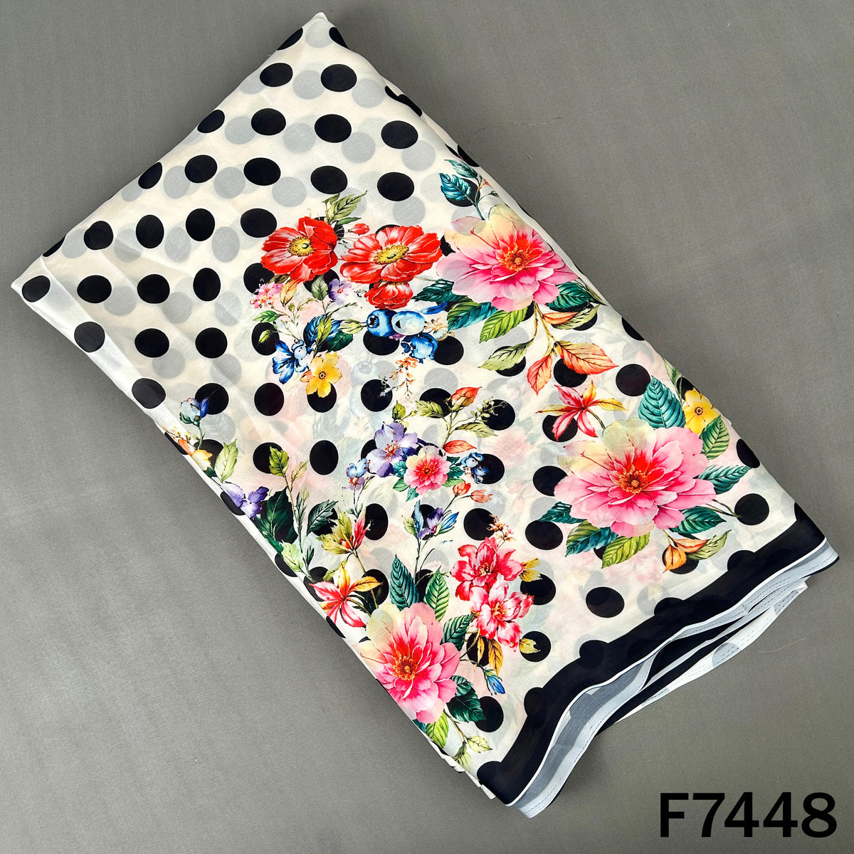 Printed Polka Dot Crepe Satin Fabric - F7448