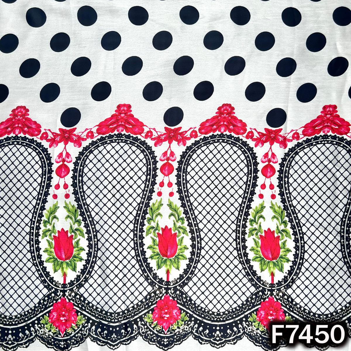 Printed Polka Dot Crepe Satin Fabric - F7450