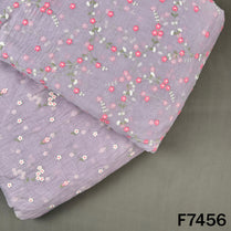 Thread Embroidered Mul Chanderi Fabric - F7456