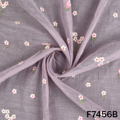 Thread Embroidered Mul Chanderi Fabric - F7456