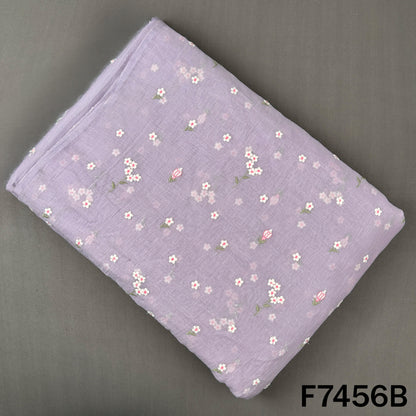 Thread Embroidered Mul Chanderi Fabric - F7456