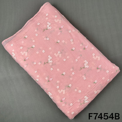 Thread Embroidered Mul Chanderi Fabric - F7454