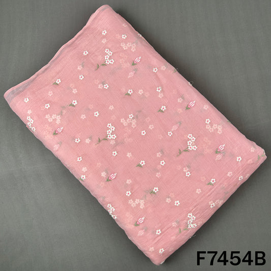 Thread Embroidered Mul Chanderi Fabric - F7454