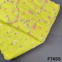 Thread Embroidered Mul Chanderi Fabric - F7455