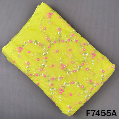 Thread Embroidered Mul Chanderi Fabric - F7455