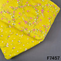 Thread Embroidered Mul Chanderi Fabric - F7457
